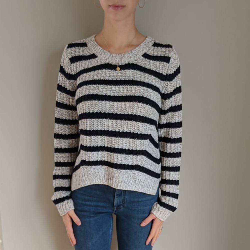 Striped cotton knit sweater